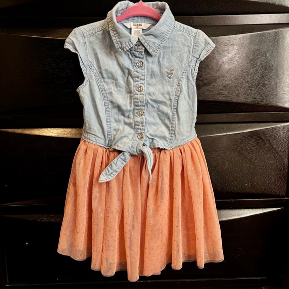 Guess Kids Blue and Peach Casual Dress - Picture 1 of 4